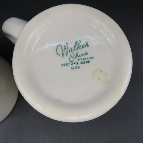 Walker China Restaurant Ware Mugs Coffee Cups China Set of 2 Vintage - Picture 5 of 7